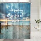 Ocean Beach Quote Shower Curtain 60Wx72H Inch Seaside Sunset Scenic Blue Sky ...