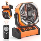 20000mAh  Camping Fan w/ LED Lantern - Rechargeable, Auto-Oscillating, Remote