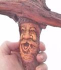 Wood Spirit Carving Knot Head Forest Face Log Home Cabin Gnome Hobbit Sculpture