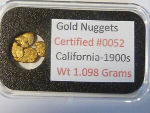 New ListingGenuine Solid Gold Nuggets California  1.098 Gram,  In Special Assay Capsule