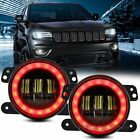 For Jeep Grand Cherokee 2011-2013 4'' inch Red LED Fog Lights Amber Halo DRL (For: More than one vehicle)