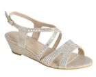 New Women striped gladiator wedge sandals open toe party shoes silver gold