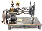 GORGEUS antique & rare cast iron sewing machine SHAW & CLARCK CLOSED PILLAR 1865