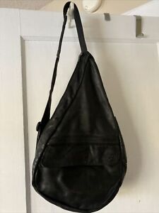 Ameribag Black Leather Healthy Back Sling Bag
