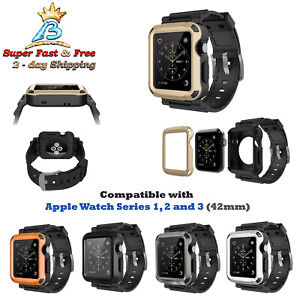 Apple Watch Series 3/2/1 Case Rugged Band Protective Case Hard Shell Armor 42mm