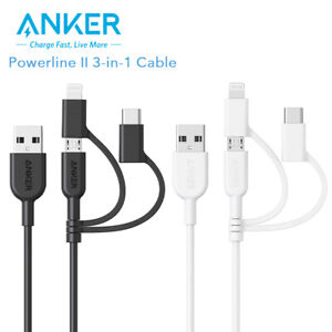 Anker 3in1 Charging Cable Multi Function Charger Cord for iPhone/USB-C/Micro USB