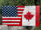 New Antique 3D Wooden USA Canada Flag Cottage Backyard decor Handmade Gift Item