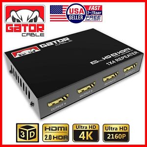 4K HDMI 2.0 Cable Repeater Mirror Splitter Amplifier HUB Box 3D 1 In 4 Out 1x4