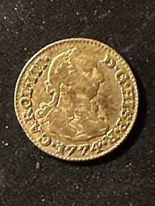 Authentic 1774 Spanish Gold 1/2 Escudo Old Antique Pirate Doubloon Treasure Coin