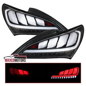 Black Tail Lights Fits 2010-2016 Hyundai Genesis Coupe LED Sequential Signal