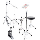 Drum Hardware PACK - GRIFFIN Cymbal Stand Set Snare Hi-Hat Throne Kick Pedal Kit