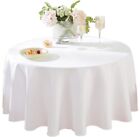 Round Wedding Banquet Event Polyester Fabric Tablecloth 120 inches - White