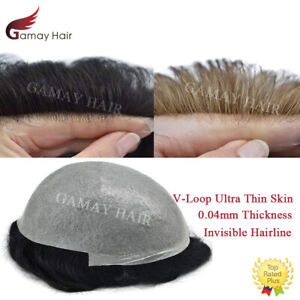 Ultra Thin Skin Mens Toupee Hairpiece Invisible Poly PU Hair Replacement Systems