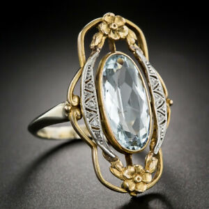 Two Tone 925 Silver Elegant Cubic Zircon Ring Women Wedding Jewelry Sz 6-10