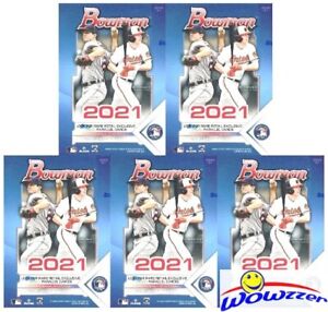 (5) 2021 Bowman Baseball EXCLUSIVE Factory Sealed Blaster Box-360 Cards! On Fire