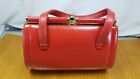 Vintage 1950's Red Faux Patent Leather Handbag Gold Clasp Hardware Top Handles