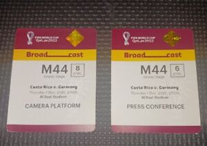 World Cup Qatar 2022 Costa Rica Germany 2 Camera Press Conference Tickets M44