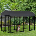 L~XXL Metal Dog Kennel Outdoor Patio Animal Runs Crates Big Playpen Roof Cover