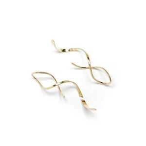 Earrings for Women Spiral Threader Earrings 14k Gold Earrings Bent Dangle Gold