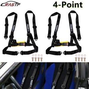 2x Black 4 Point Buckle Racing Seat Belt Harness 2