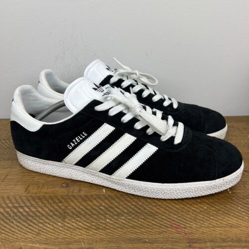 Adidas Gazelle Shoes Mens 12.5 Black White Suede Low Top Casual Sneakers