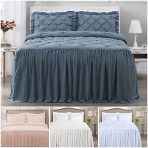 Chezmoi Collection French Country Chic Pinch Pleat Ruffle Skirt Bedspread Set