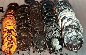 GEM PROOF MINT US COINS CENTS NICKELS DIMES HALF DOLLARS PRE REAGAN COLLECTION