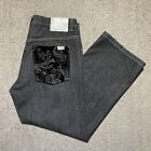 Vintage UT Sports Jeans Mens 38x30 Black Wide Leg Embroidered Gothic Hip Hop Y2K