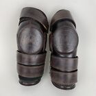 Gladiator Polo Brown Leather Riding Knee Guards Pads 3 Buckle Straps