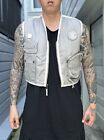 032C Cropped Tactical Vest Gilet Utility Pockets Gray Small Lightly Used $189