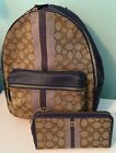 Coach Charlie Medium Signature Jacquard Backpack with Matching Wallet