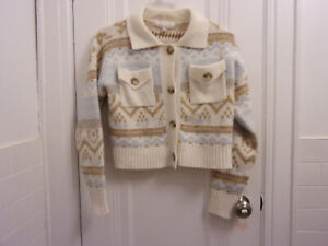 Women's Wild Skye Cropped Cozy Cardigan Sweater Jacket Size XS, Western Pattern