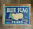 Vintage BLUE FLAG CALIFORIA BARTLETT PEARS DiGiorgio Wood Fruit Crate