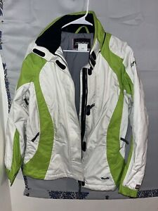 Spyder XT 5000 Womens Waterproof Hood Snow Ski Jacket White Green size 10