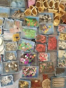 Huge Lot of Crafting, Sequins, Pins, Beads, Confetti, Miniatures, ETC