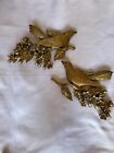 2 Vintage Syroco Antique Gold Birds on Dogwood Branches Wall Decor