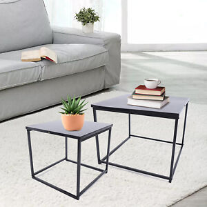 2X Modern Metal Square End Table Living Room Coffee Side Table Book Vases Table