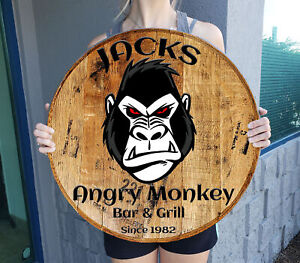 Funny Gorilla Monkey Personalized Wall Bar Sign Gift Whiskey Barrel Home decor