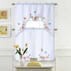 Lace Embroidered Kitchen Window Curtain Drapery Swag Valance and Tier Panel Set