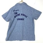 Vintage 1960s Chain Stitch Bowling Shirt Size 42 Blue Made Usa