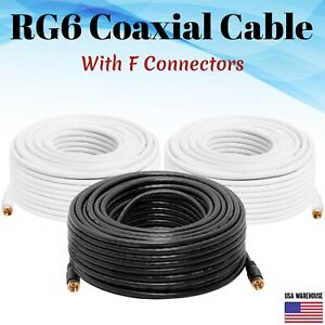 RG6 Coaxial Digital Cable Satellite TV Antenna Coax Dish Video HD F-Type Dual
