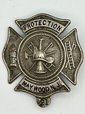 Vintage Obsolete Fireman Maywood, N.J. Fire Department Badge Pin Back