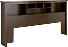 King Size Bed Headboard: Stylish Espresso King Headboard with Bookcase for King