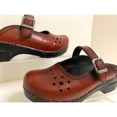 DANSKO Women's US 6 Red Mary Jane Mules Nursing Shoes Comfort Slip On Clog EU 36