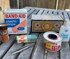 Vintage Lot Medical Metal Tins & Boxes Advertising Bandages Red Cross Cotton