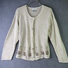 Vtg. Mandal Bay Cardigan Sweater Womens L Crotchet Knit Embroidered Purses WS22