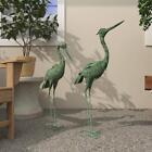 Extra Tall Crane Pair Garden Sculpture Set of 2 Large Metal Herons Yard Statues