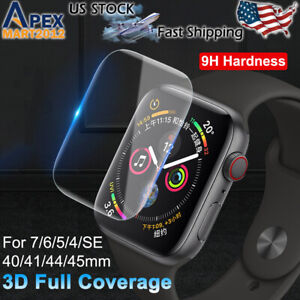 Apple Watch Series9 8 7 6 5 4 SE 3D Full Cover Tempered Glass Screen Protector