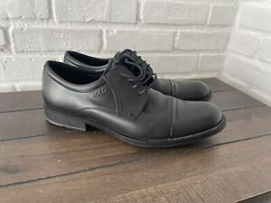 ECCO Men's Leather Oxford Dress Black Shoes Lace Up Size 13 -13.5 EU 47