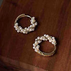 Yellow Gold Plated Pearl Small Hoop Earrings For Women's Wedding Jewelry Gifts